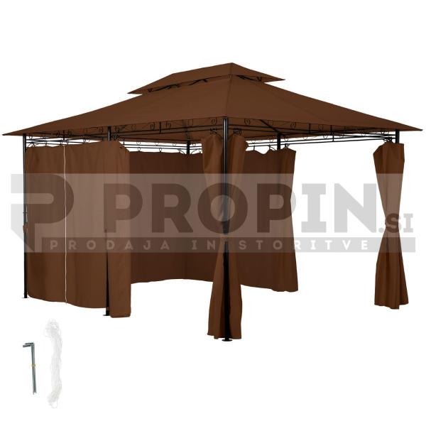 Paviljon z zavesami 3x4m Rjav